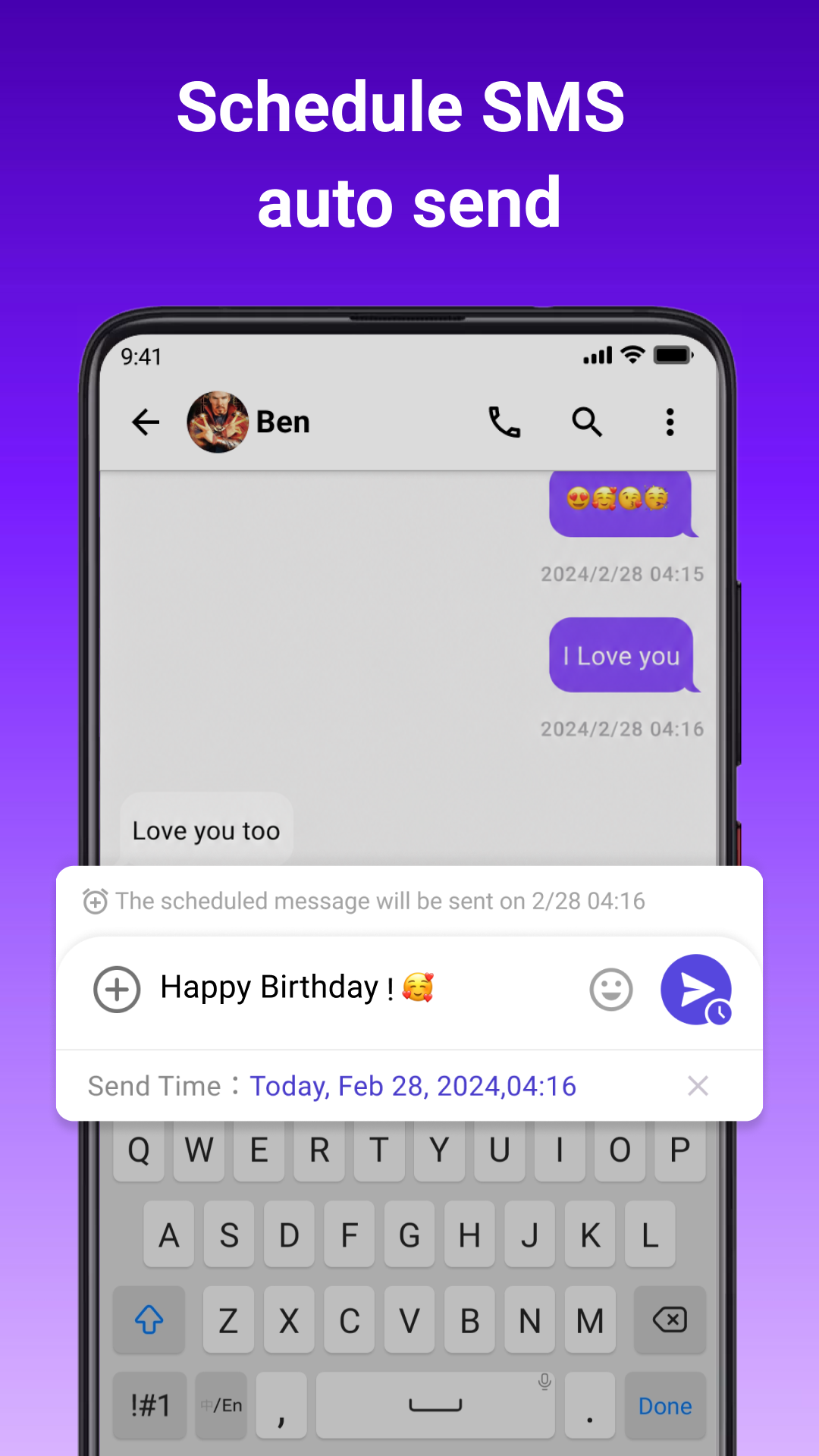 Scheduled SMS preview