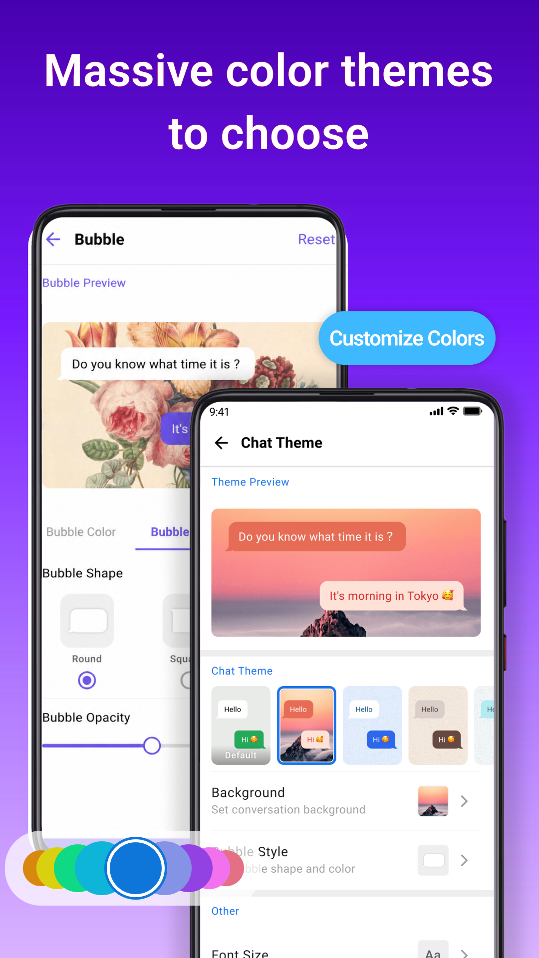 Chat theme customization preview